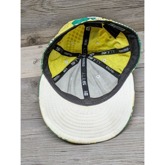 New Era 59 Fifty Hat Cap Size 7 3/8 Cotton Green & Yellow Logo RH11493 - Picture 9 of 10